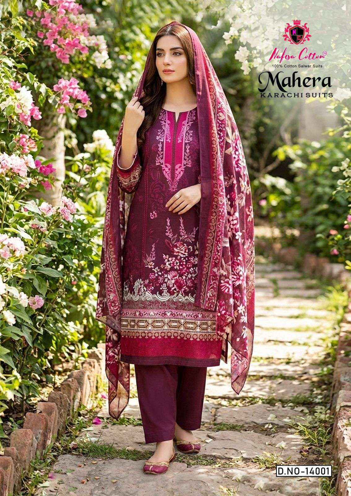 Nafisa Cotton Mahera Karachi Suits Vol 14 Cotton Salwar Kameez Wholesale Rate ( 6 Pcs Catalog )