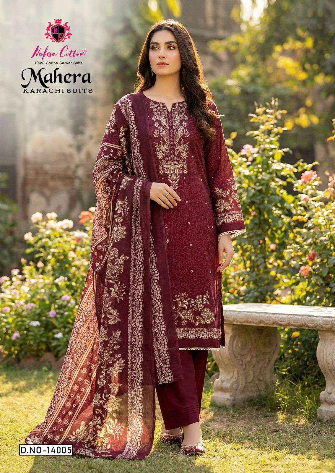 Nafisa Cotton Mahera Karachi Suits Vol 14 Cotton Salwar Kameez Wholesale Rate ( 6 Pcs Catalog )