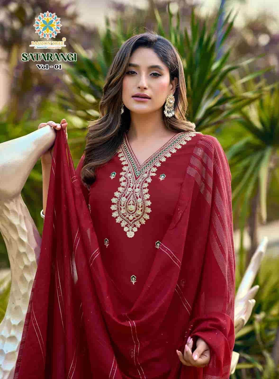 Passion Tree Satarangi Vol 1 Fancy Kurti Bottom Dupatta Set Wholesale Rate ( 9 Pcs Catalog )