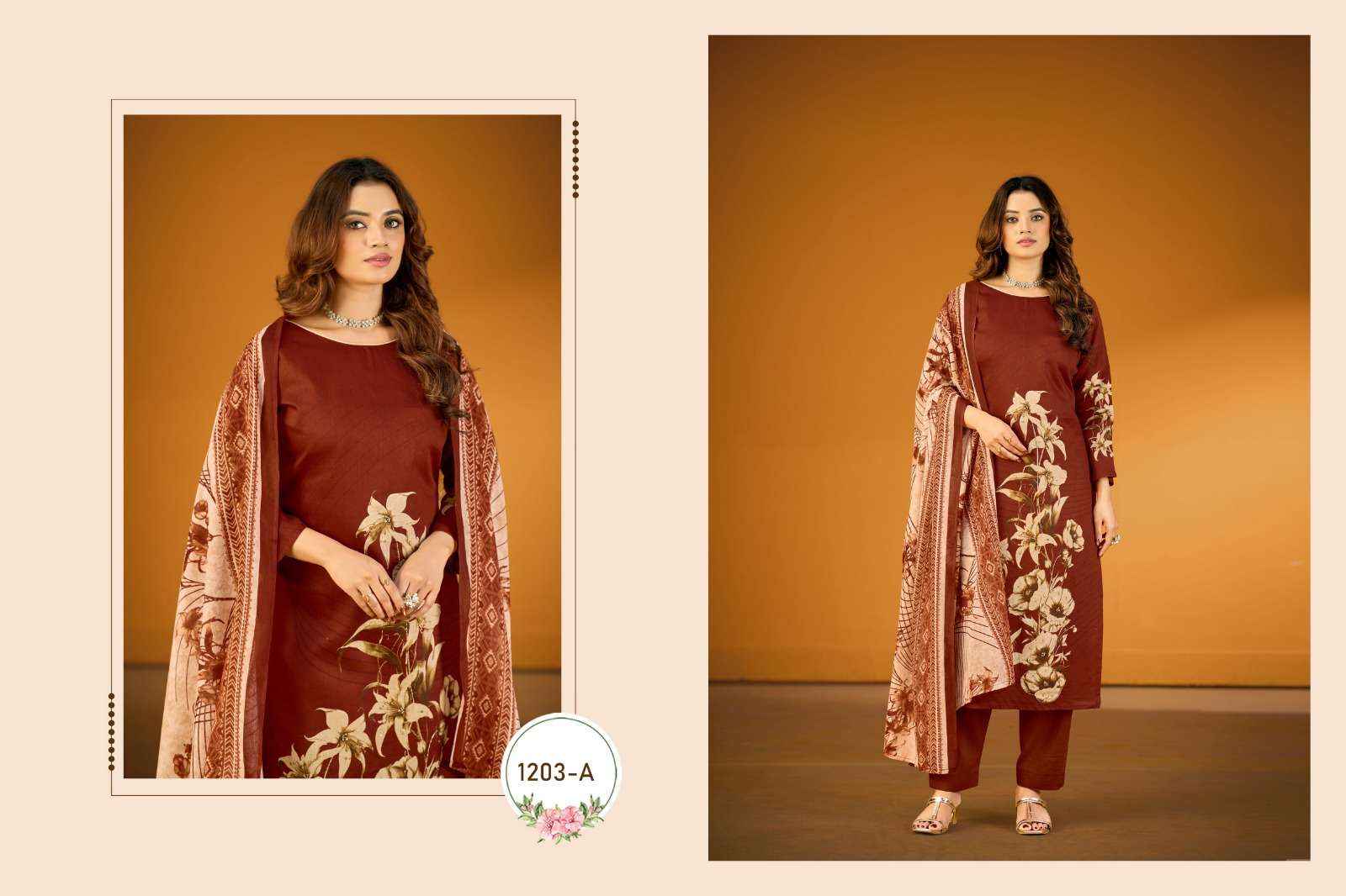 RADHIKA FASHION AZARA KAYKA D NO 1203 JAM COTTON SUITS ( 4 PCS CATALOGUE )
