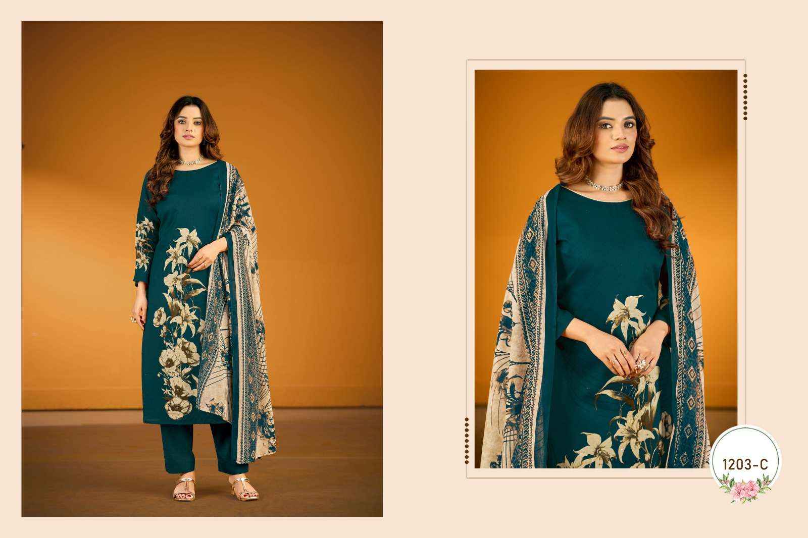 RADHIKA FASHION AZARA KAYKA D NO 1203 JAM COTTON SUITS ( 4 PCS CATALOGUE )