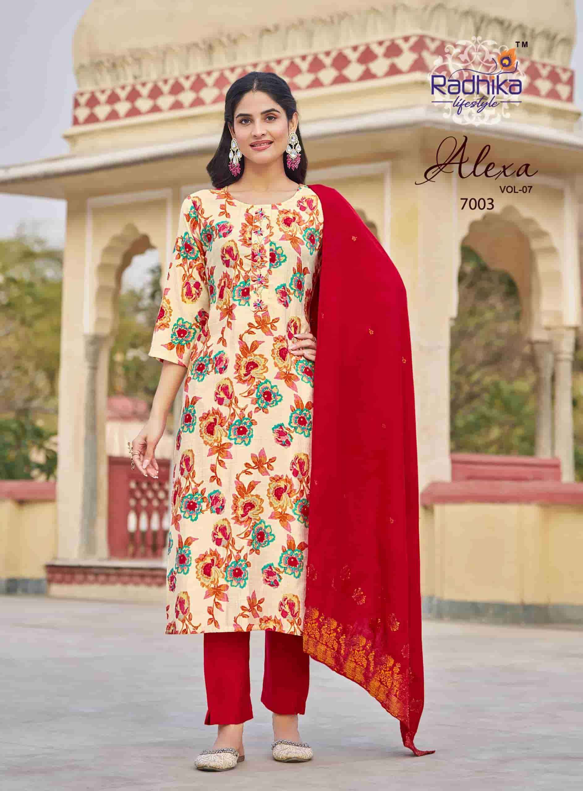 Radhika Lifestyle Alexa Vol 7 Premium Top Bottom Dupatta Set Wholesale Rate ( 8 Pcs Catalog )