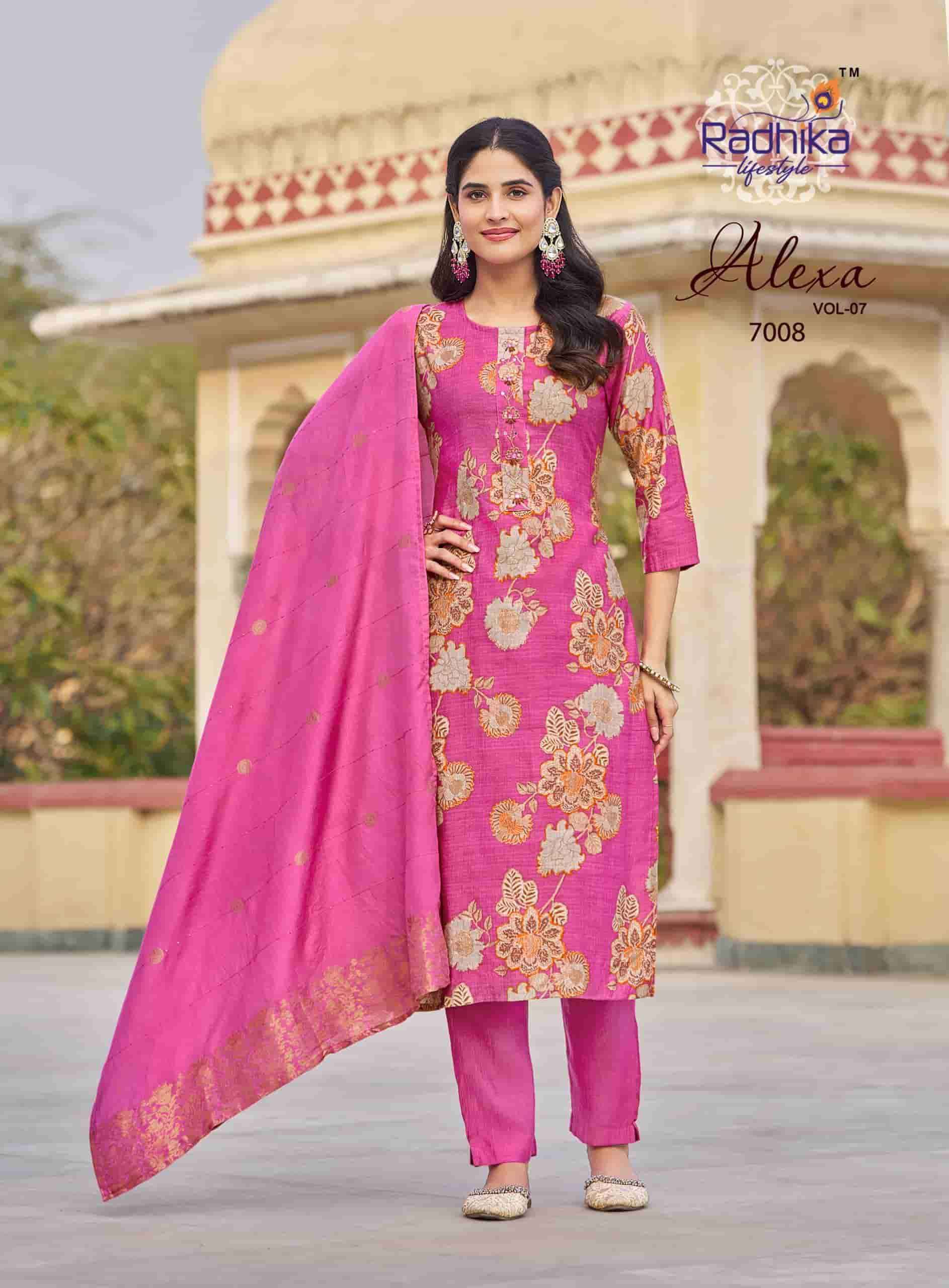 Radhika Lifestyle Alexa Vol 7 Premium Top Bottom Dupatta Set Wholesale Rate ( 8 Pcs Catalog )