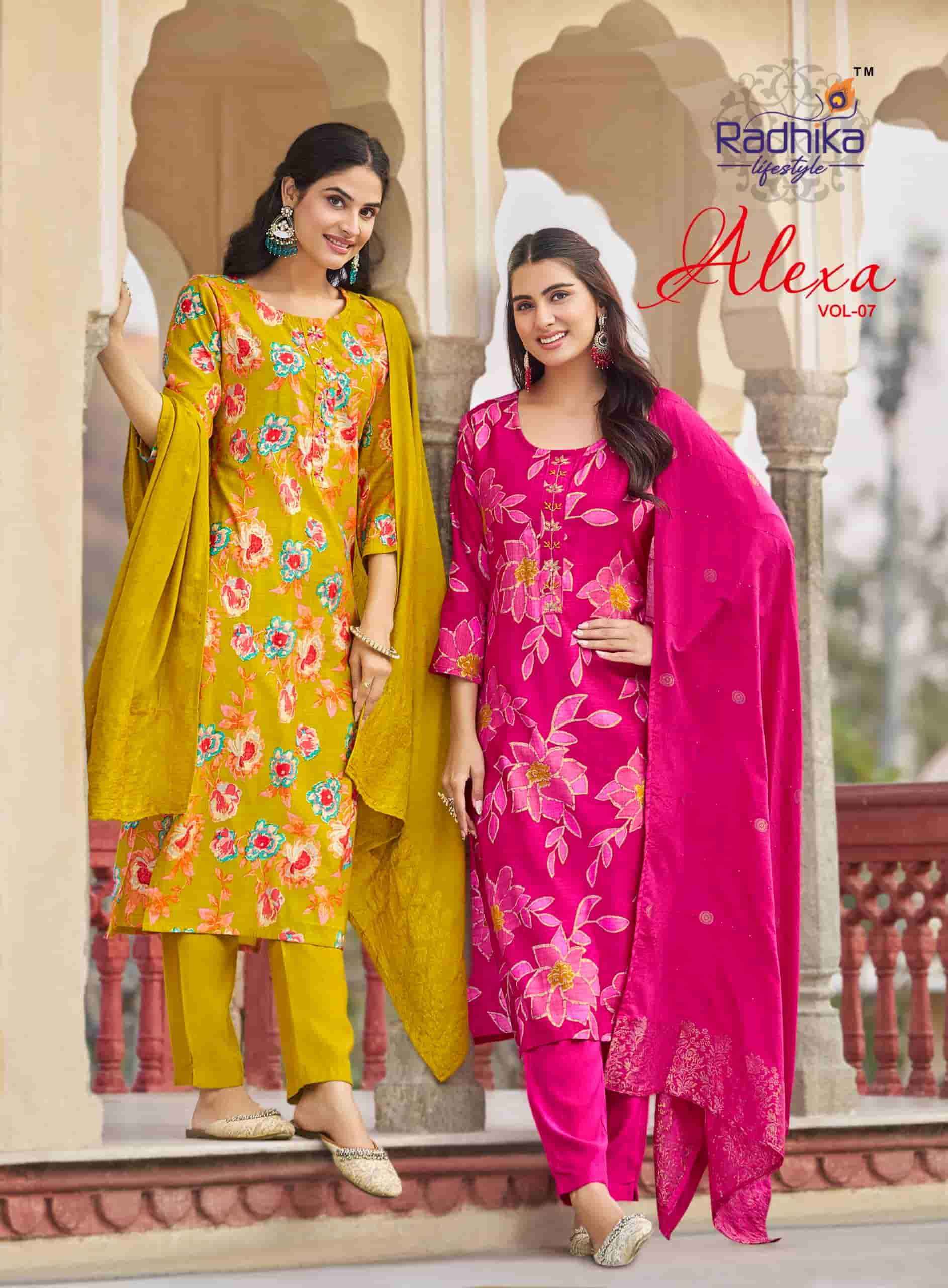 Radhika Lifestyle Alexa Vol 7 Premium Top Bottom Dupatta Set Wholesale Rate ( 8 Pcs Catalog )