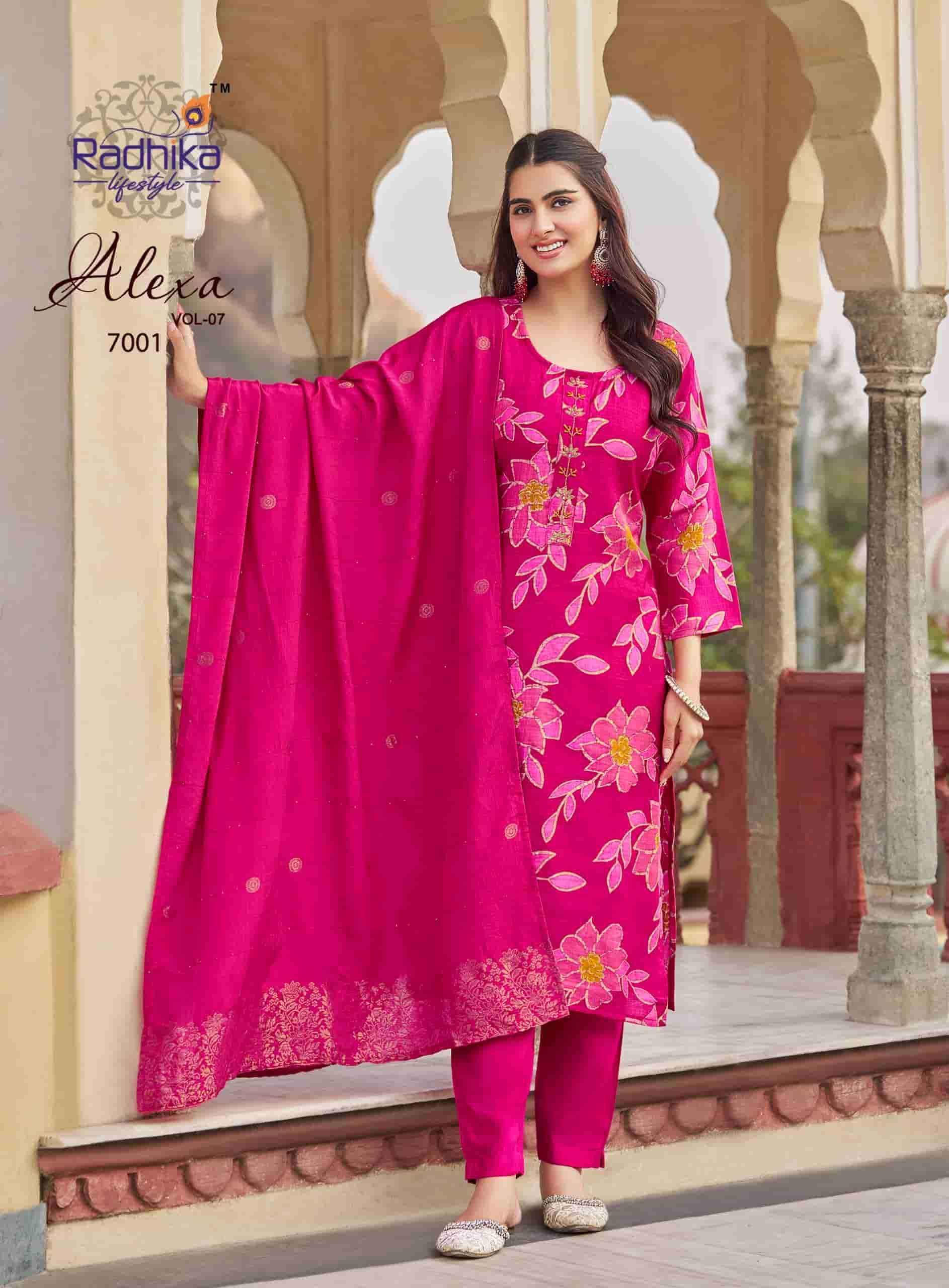 Radhika Lifestyle Alexa Vol 7 Premium Top Bottom Dupatta Set Wholesale Rate ( 8 Pcs Catalog )