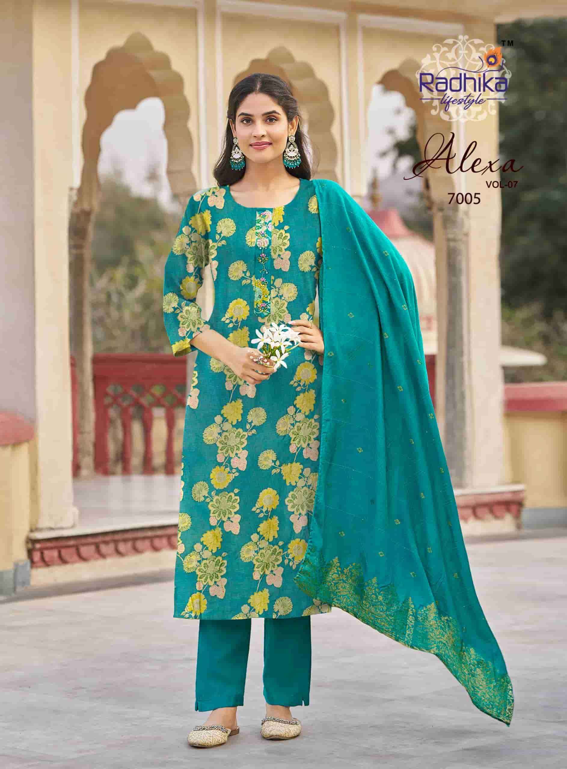 Radhika Lifestyle Alexa Vol 7 Premium Top Bottom Dupatta Set Wholesale Rate ( 8 Pcs Catalog )