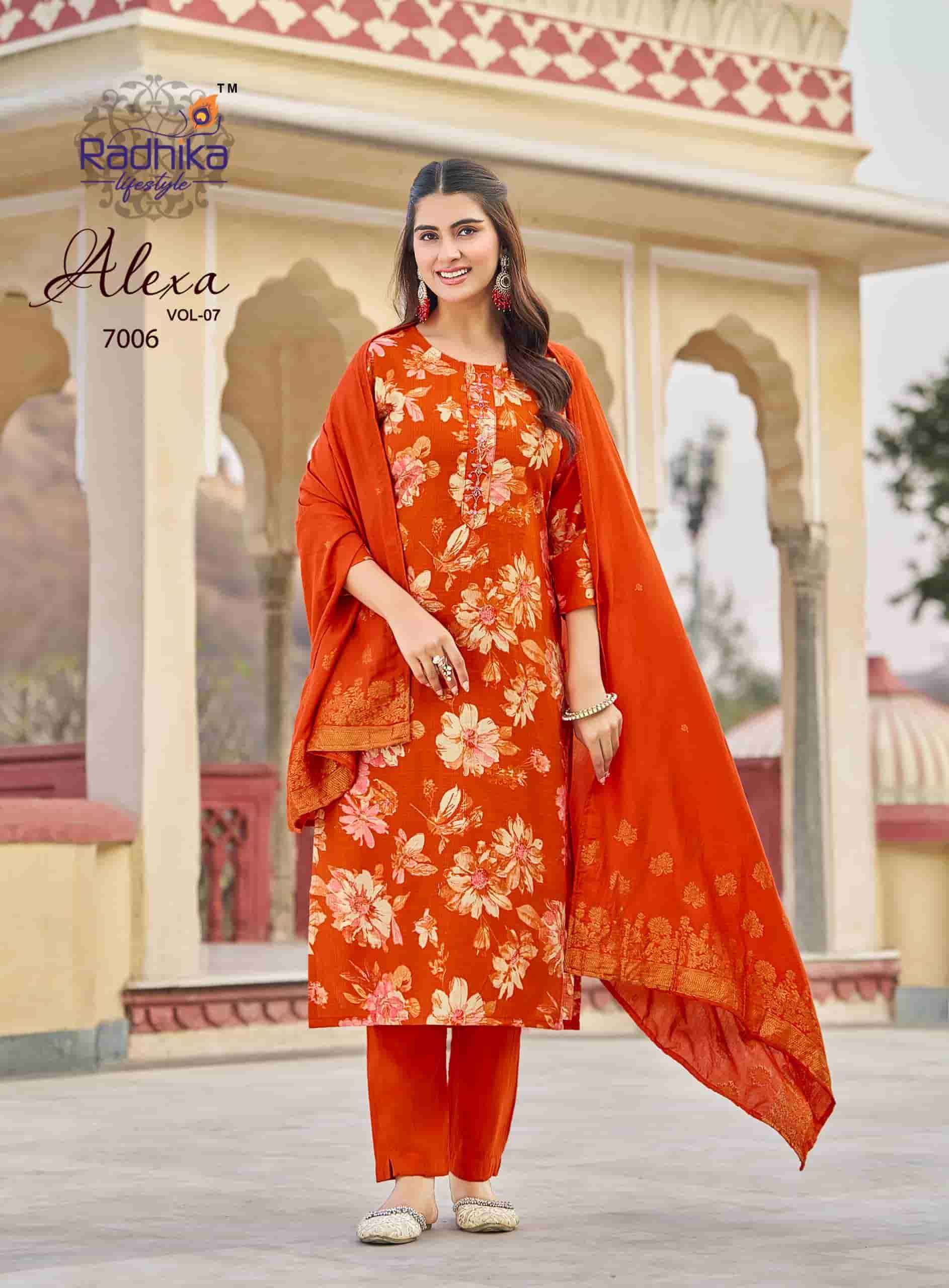 Radhika Lifestyle Alexa Vol 7 Premium Top Bottom Dupatta Set Wholesale Rate ( 8 Pcs Catalog )