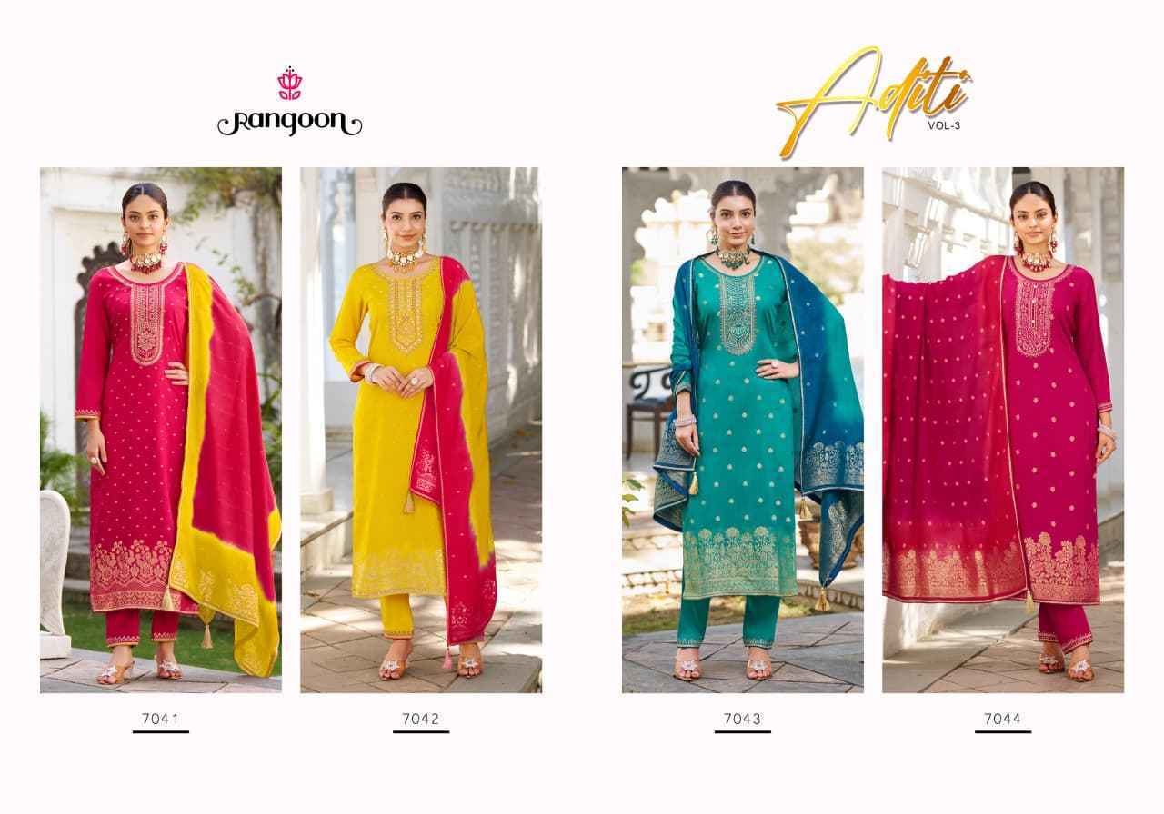 Rangoon Aditi Vol 3 Viscose Jecaurd Readymade Suits Wholesale Price ( 6 pcs Catalogue )