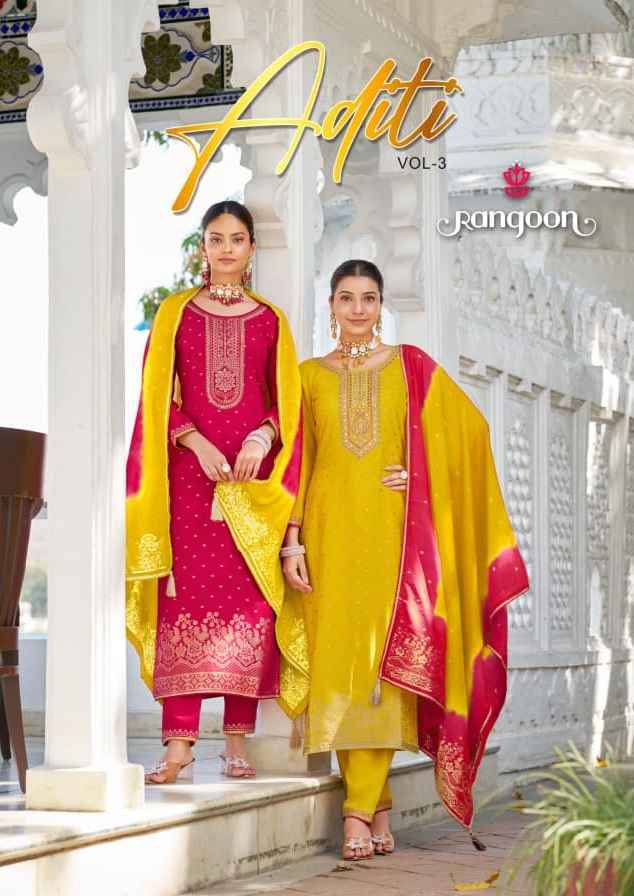 Rangoon Aditi Vol 3 Viscose Jecaurd Readymade Suits Wholesale Price ( 6 pcs Catalogue )