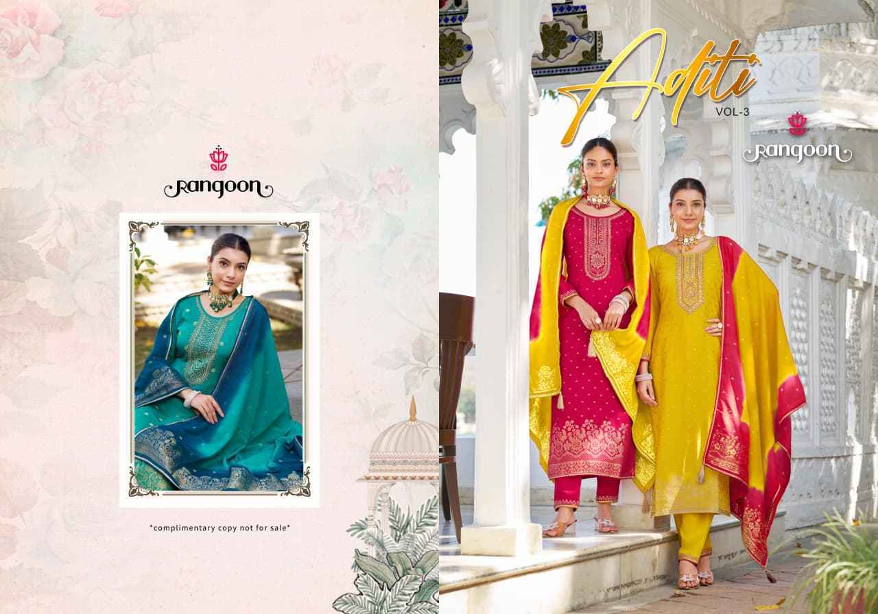Rangoon Aditi Vol 3 Viscose Jecaurd Readymade Suits Wholesale Price ( 6 pcs Catalogue )