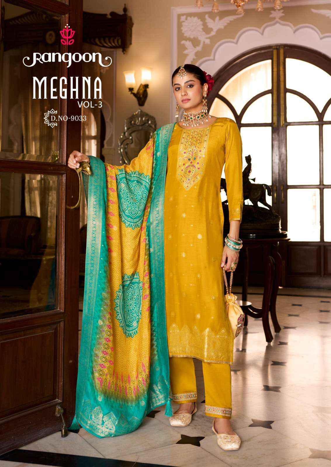 Rangoon Meghana Vol 3 Jacquard Readymade Suits Wholesale Price ( 4 pcs Catalogue )