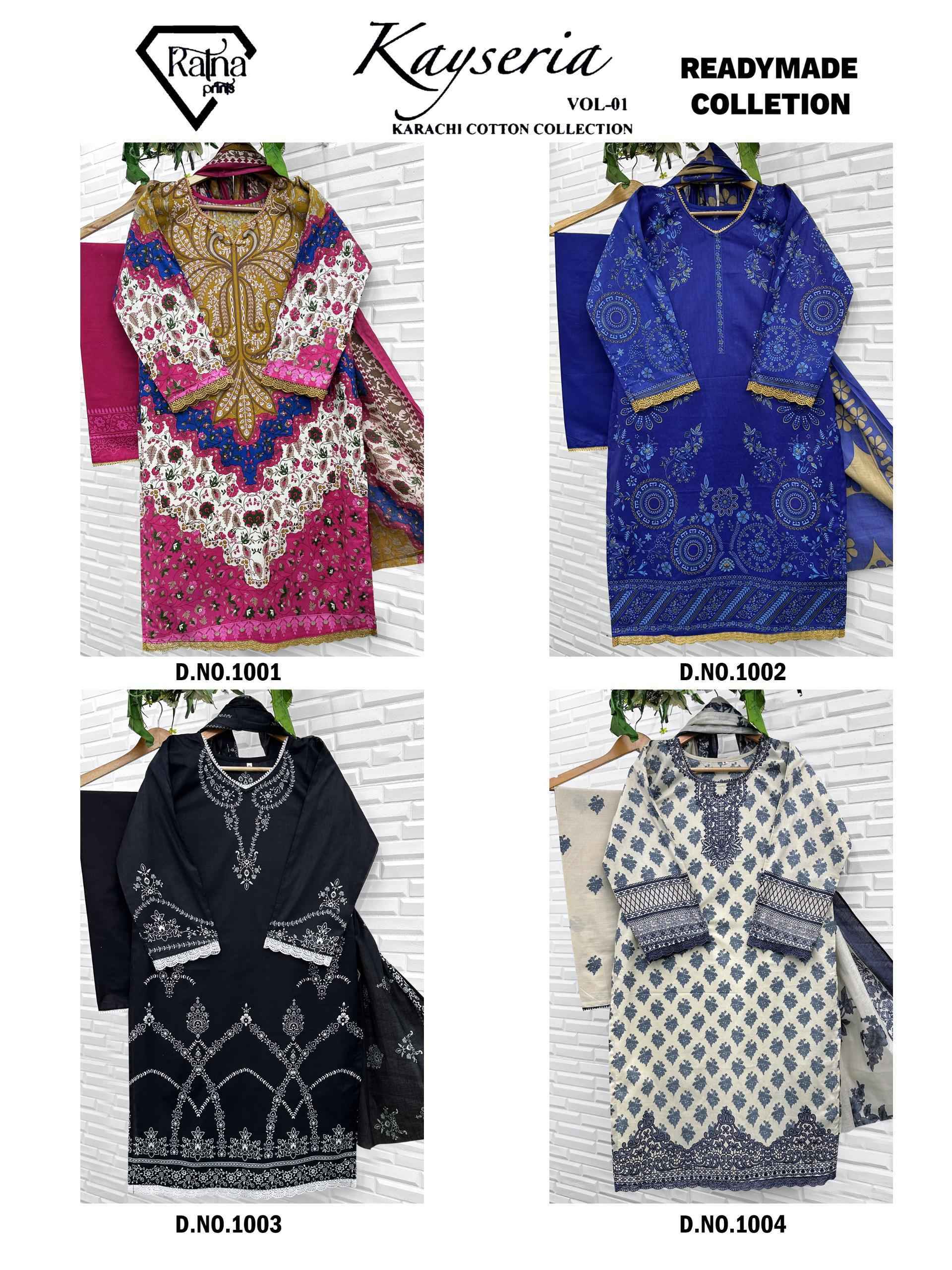 Ratna Prints Kayseria Vol 1 Readymade Cotton Dress Wholesale Rate ( 4 Pcs Catalog )