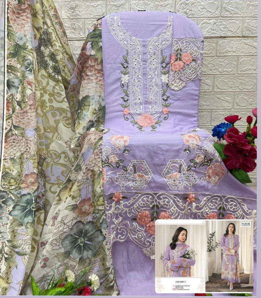 Saniya Trendz 25001 Ghi Pakistani Cotton Suit Wholesale Rate ( 3 Pcs Catalog )