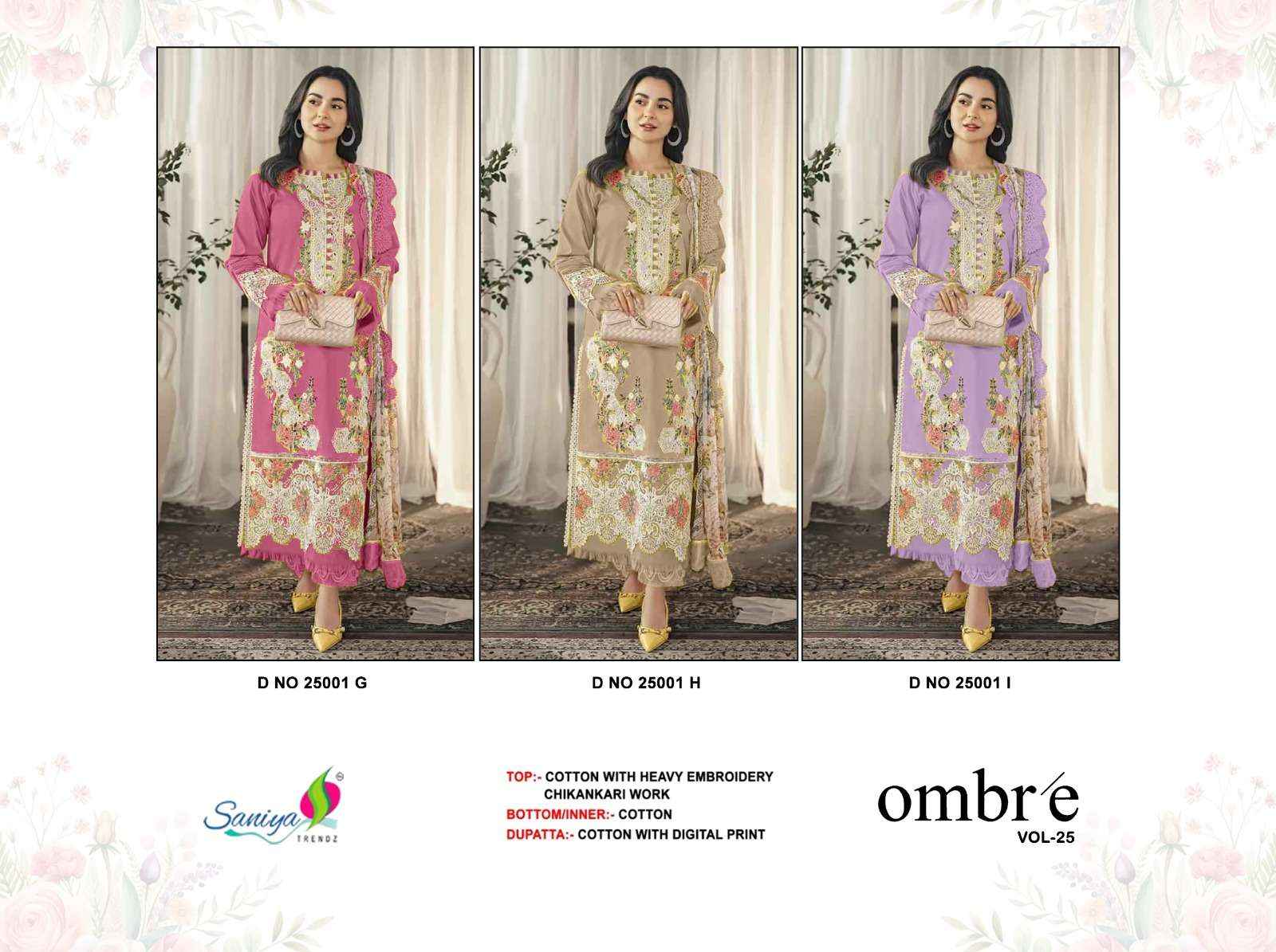 Saniya Trendz 25001 Ghi Pakistani Cotton Suit Wholesale Rate ( 3 Pcs Catalog )