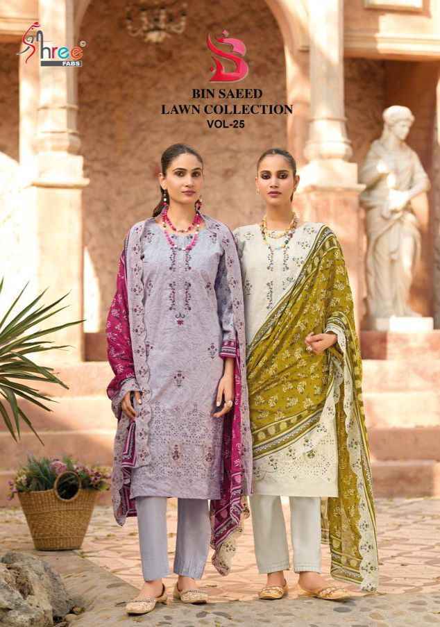 Shree Fabs Bin Saeed Lawn Collection Vol 25 Cotton Salwar Kameez Wholesale Rate ( 6 Pcs Catalog )
