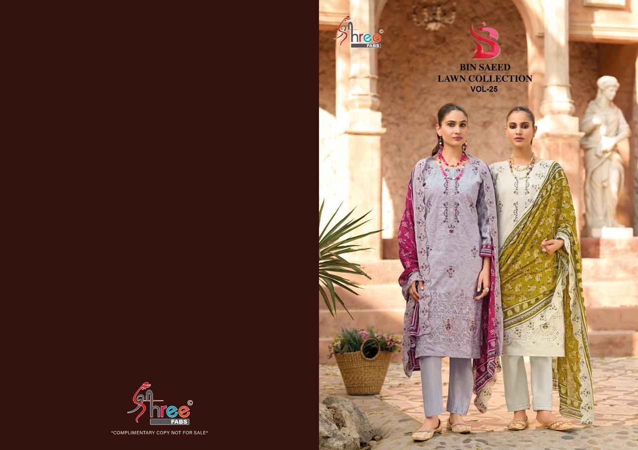 Shree Fabs Bin Saeed Lawn Collection Vol 25 Cotton Salwar Kameez Wholesale Rate ( 6 Pcs Catalog )