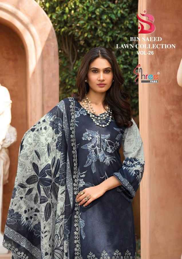 Shree Fabs Bin Saeed Lawn Collection Vol 26 Cotton Dress Material Wholesale Price ( 6 pcs Catalogue )
