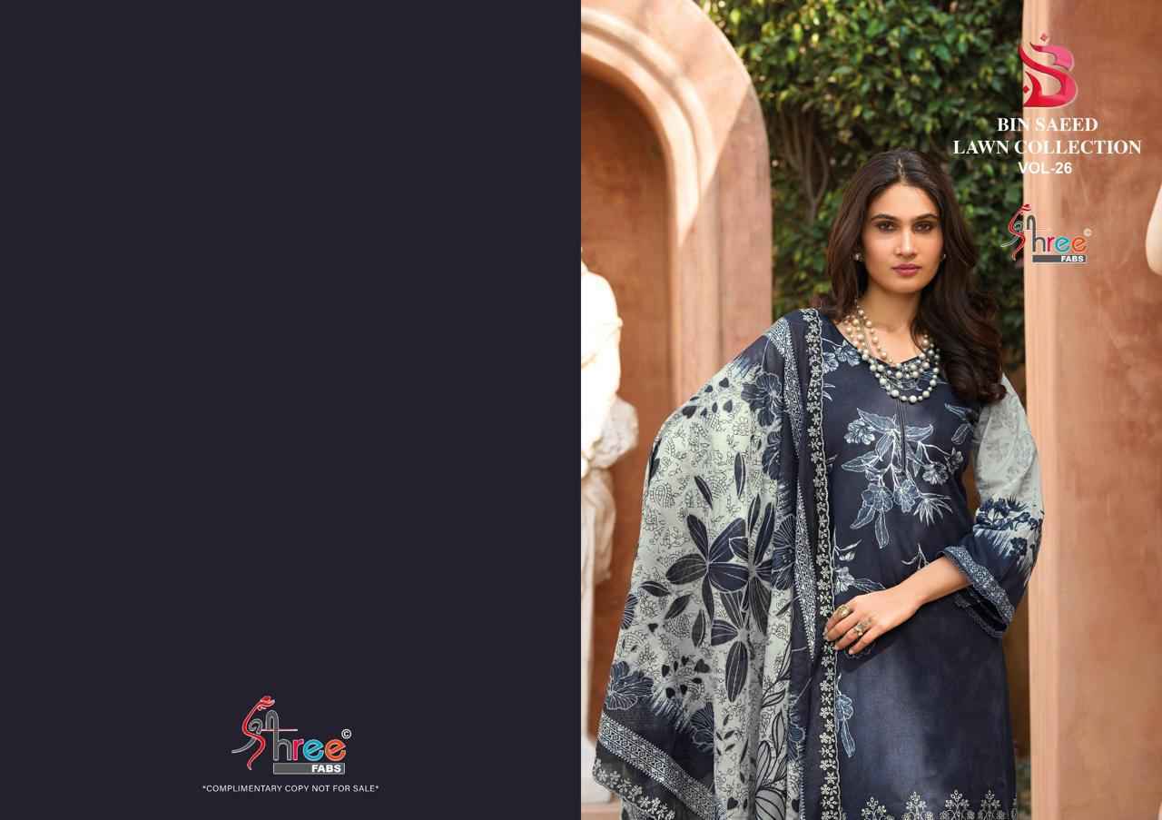 Shree Fabs Bin Saeed Lawn Collection Vol 26 Cotton Dress Material Wholesale Price ( 6 pcs Catalogue )