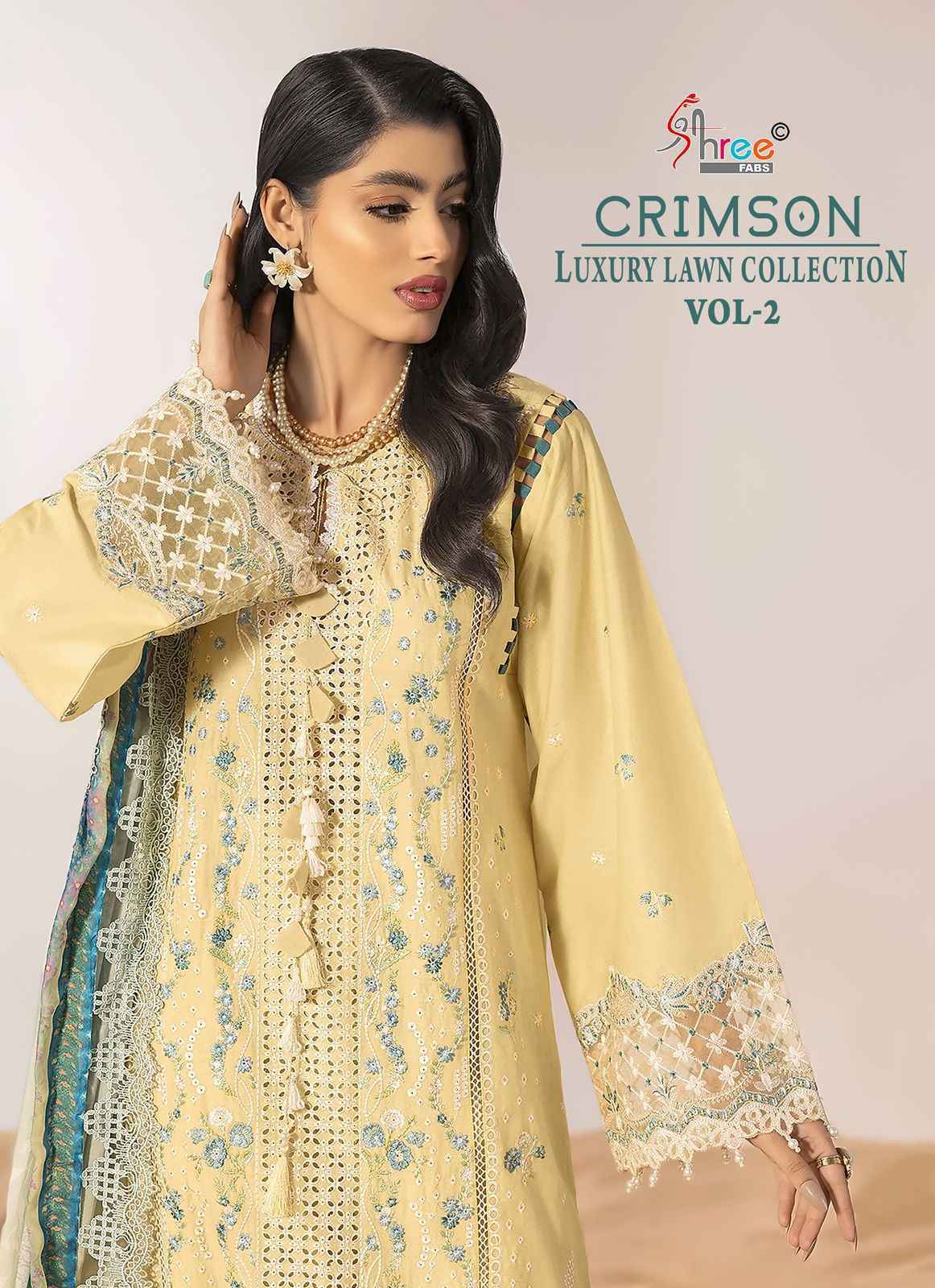 Shree Fabs Crimson Luxury Lawn Collection Vol 2 Cotton Dress Material Wholesale Price ( 5 pcs Catalogue )