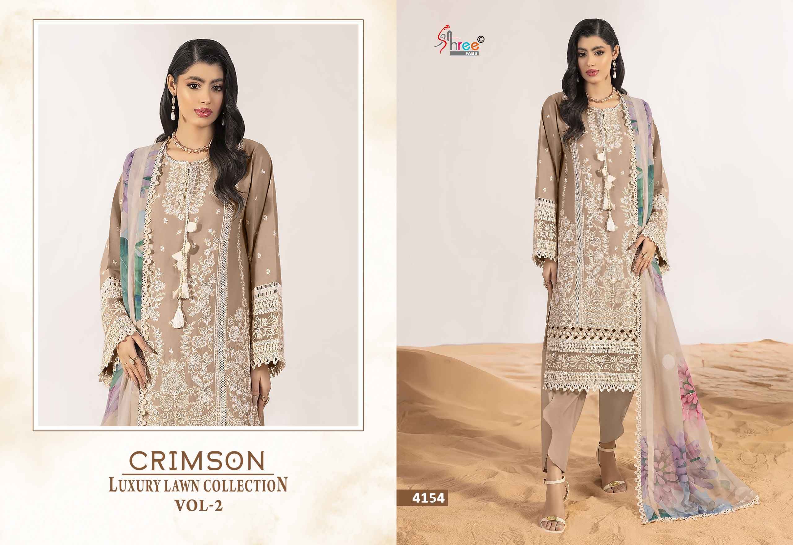 Shree Fabs Crimson Luxury Lawn Collection Vol 2 Cotton Dress Material Wholesale Price ( 5 pcs Catalogue )