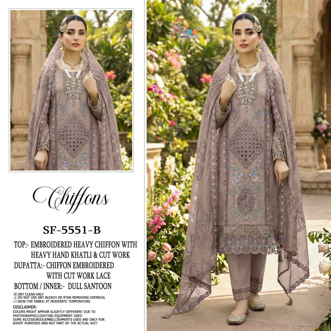 Shree Fabs D No SF 5551 Chiffon Salwar Kameez Wholesale Rate ( 4 Pcs Catalog )