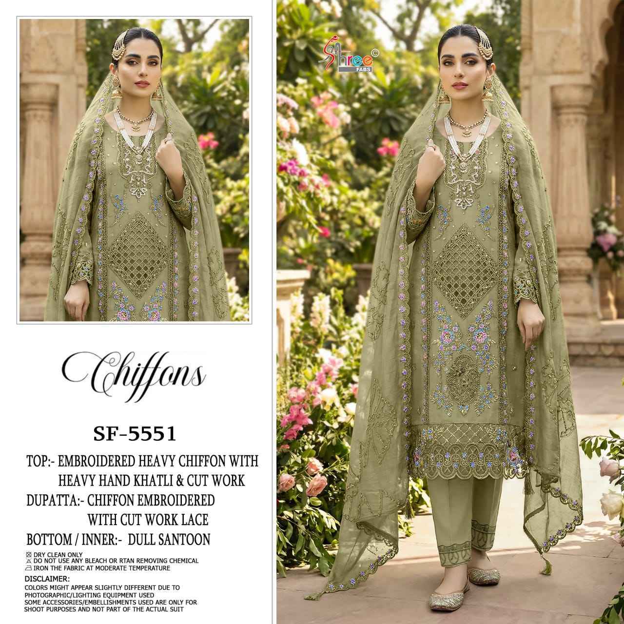 Shree Fabs D No SF 5551 Chiffon Salwar Kameez Wholesale Rate ( 4 Pcs Catalog )