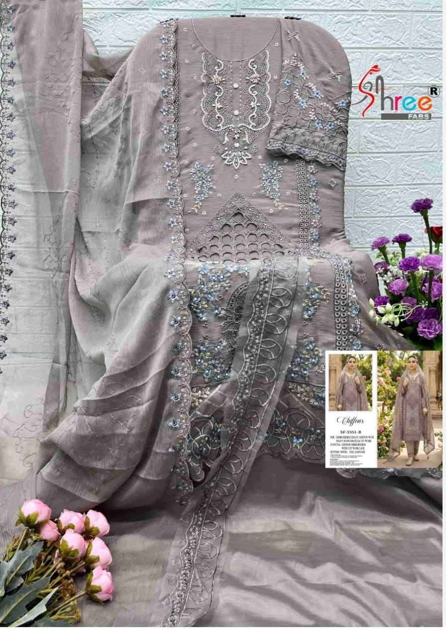 Shree Fabs D No SF 5551 Chiffon Salwar Kameez Wholesale Rate ( 4 Pcs Catalog )