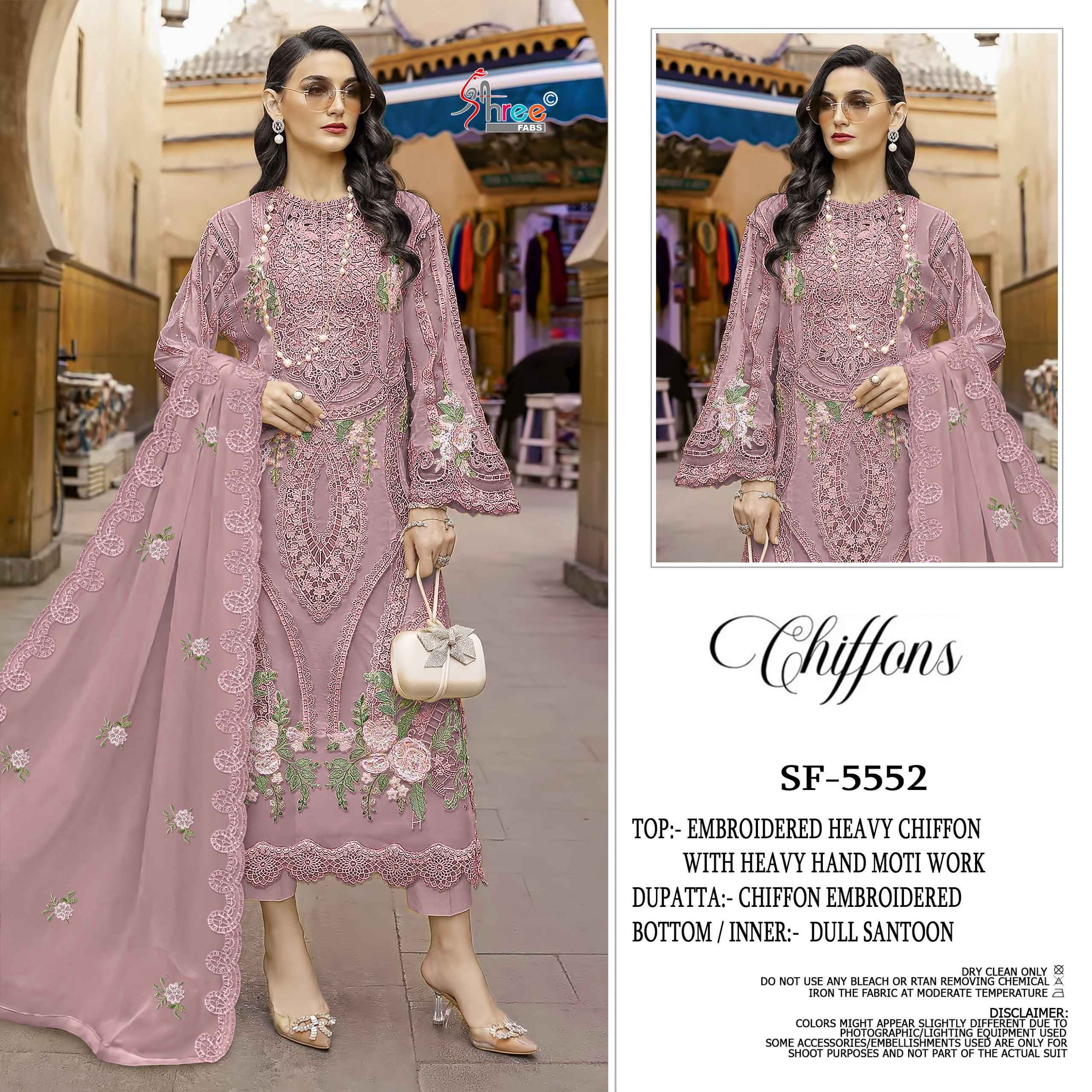 Shree Fabs D No SF 5552 Chiffon Salwar Kameez Wholesale Rate ( 4 Pcs Catalog )