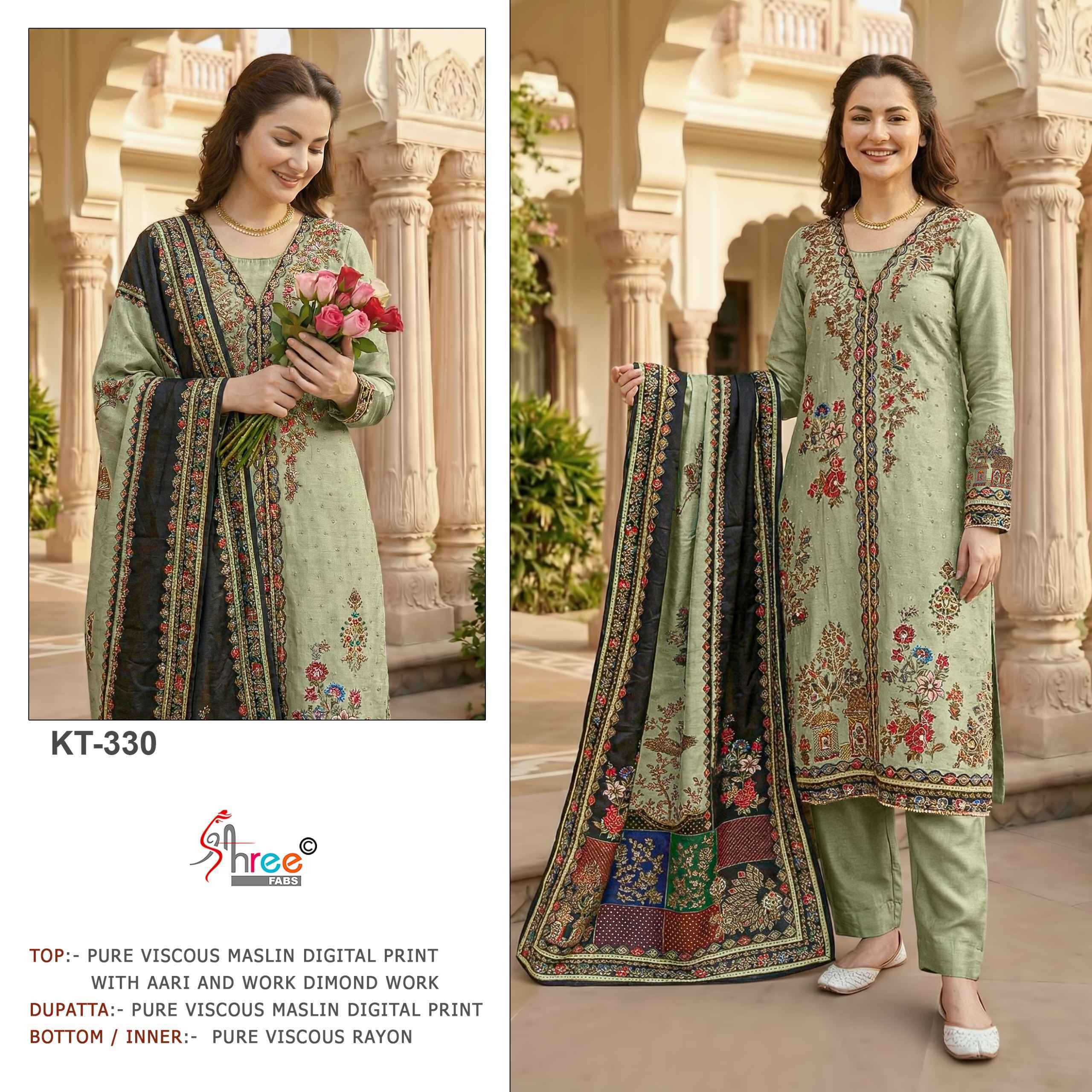 Shree Fabs KT 330 Viscous Maslin Salwar Kameez Wholesale Rate ( 4 Pcs Catalog )