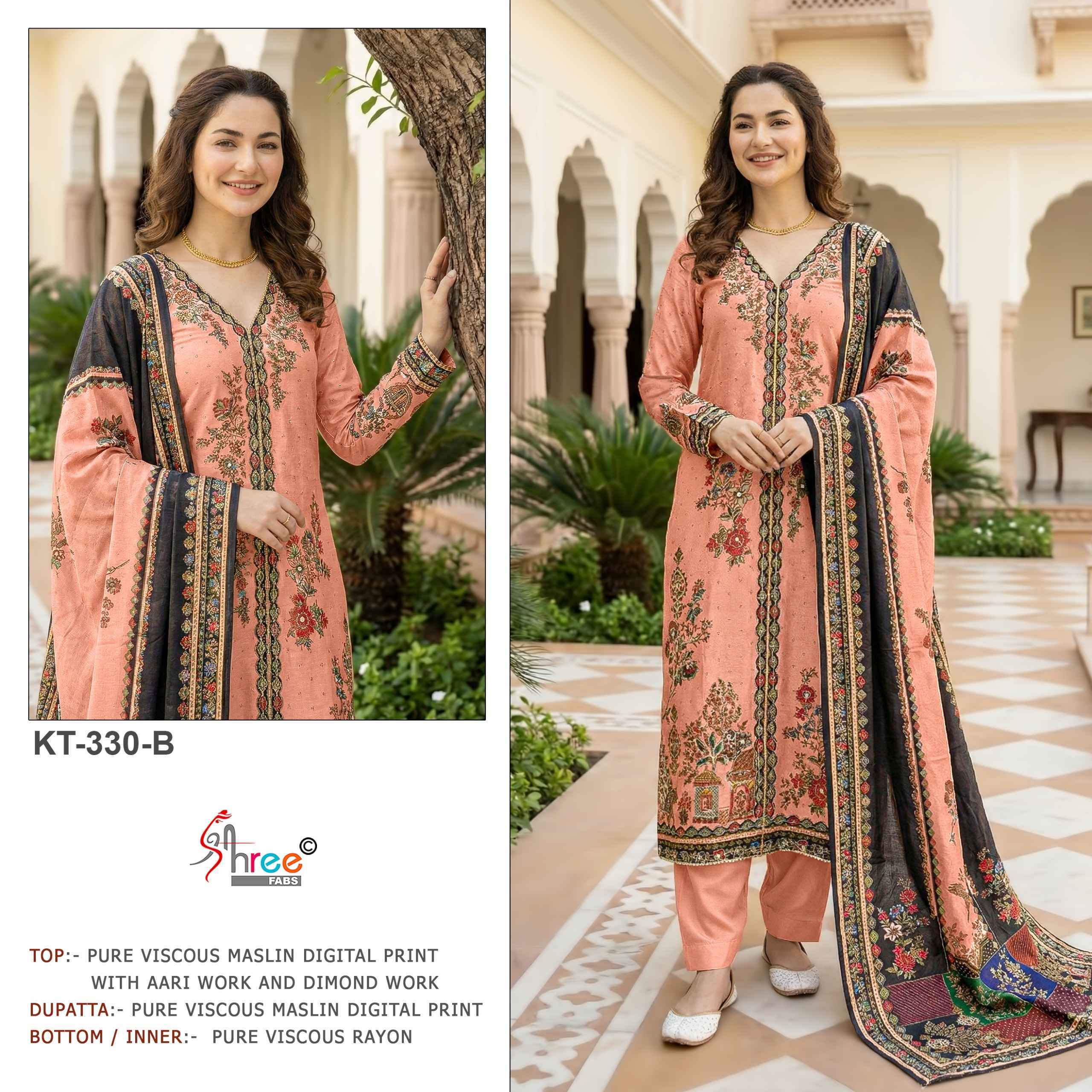 Shree Fabs KT 330 Viscous Maslin Salwar Kameez Wholesale Rate ( 4 Pcs Catalog )
