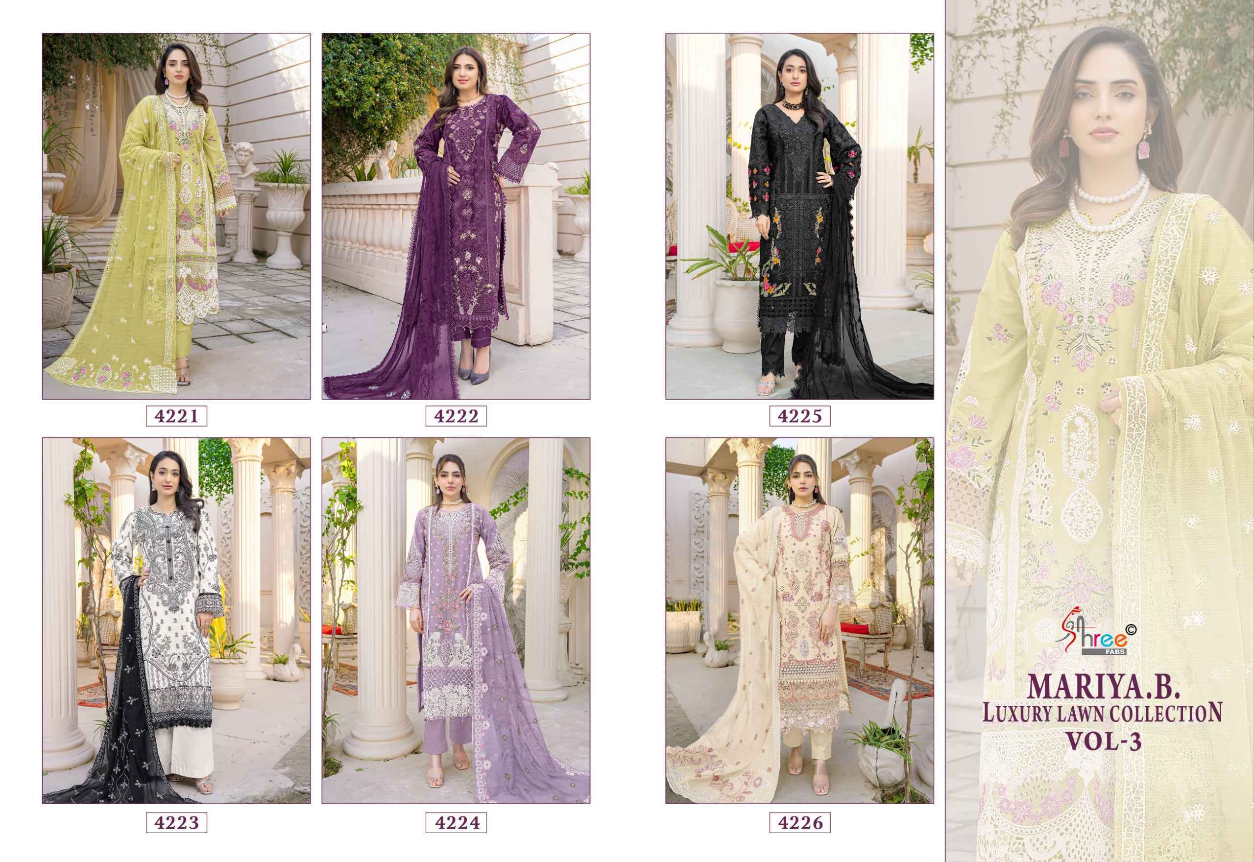 Shree Fabs Mariya B Luxury Lawn Collection Vol 3 Cotton Salwar Kameez Wholesale Rate ( 6 Pcs Catalog )