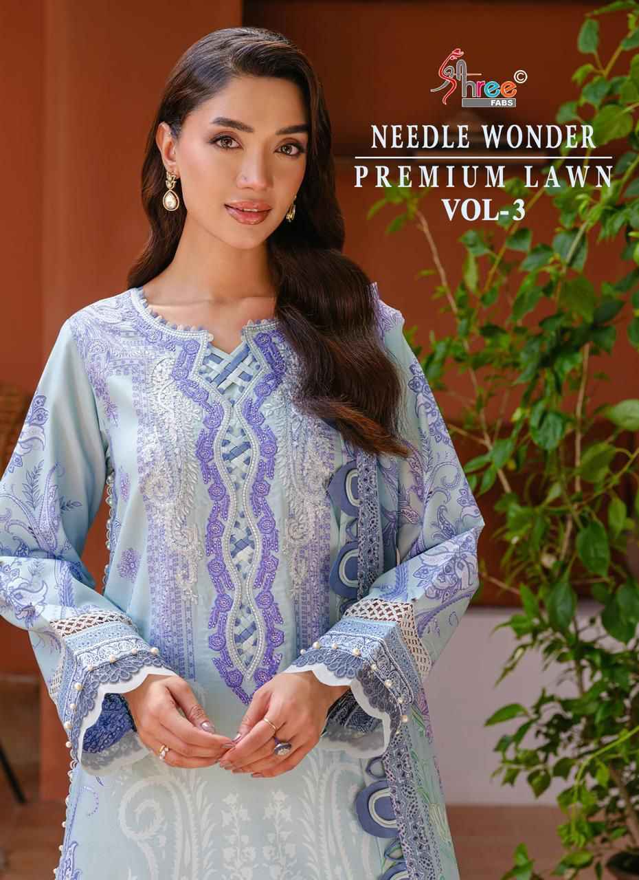 Shree Fabs Needle Wonder Premium Lawn Vol 3 Cotton Dress Material Wholesale Price ( 8 pcs Catalogue )