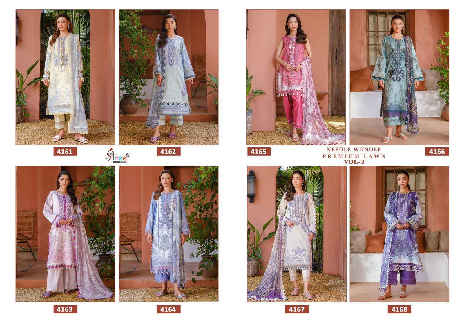Shree Fabs Needle Wonder Premium Lawn Vol 3 Cotton Dress Material Wholesale Price ( 8 pcs Catalogue )
