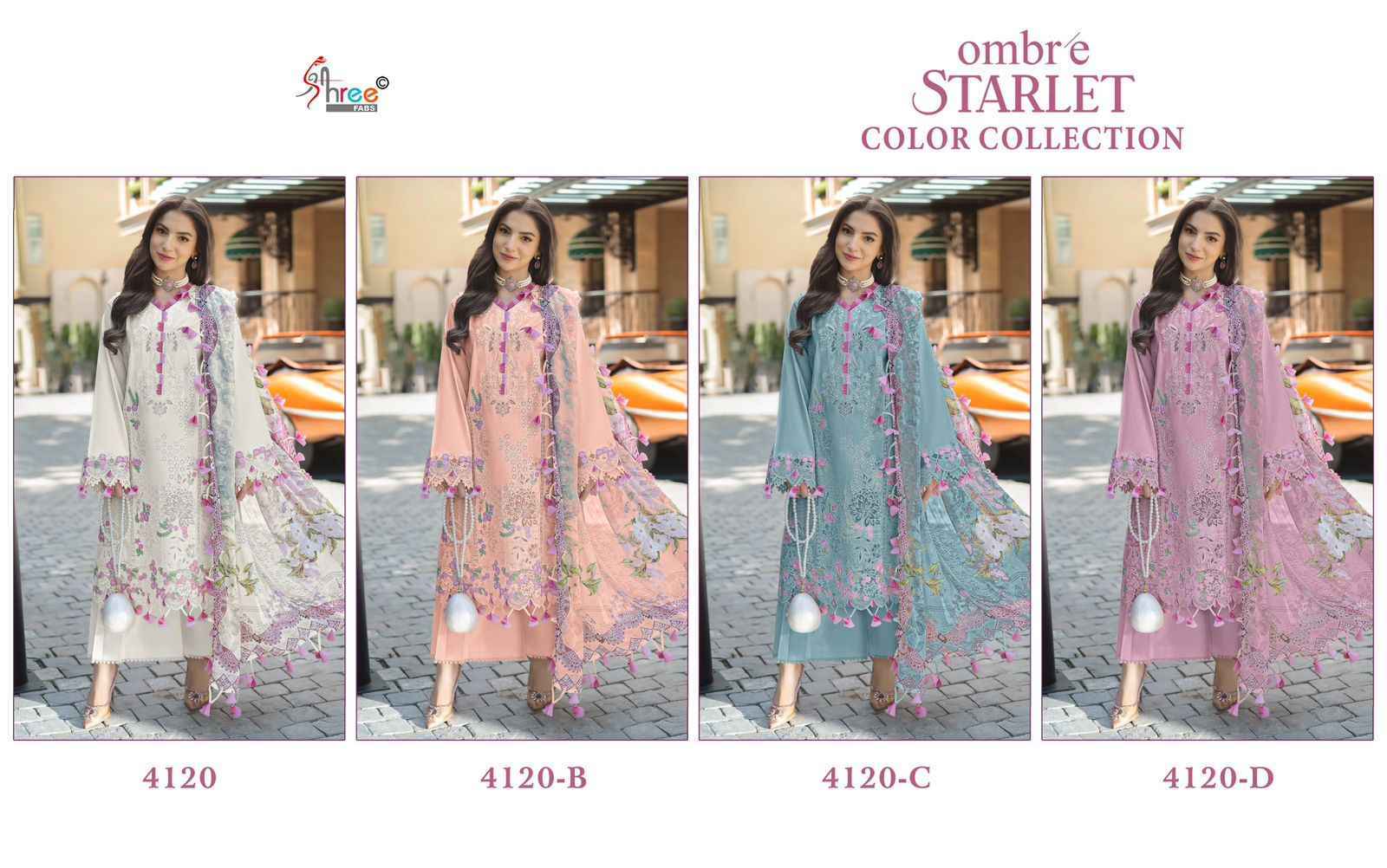 Shree Fabs Ombre Starlet Color Cotton Dress Material Wholesale Price ( 4 pcs Catalogue )