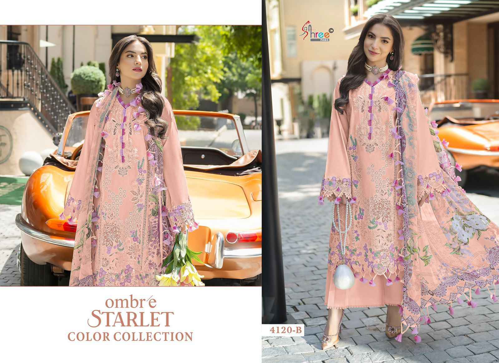 Shree Fabs Ombre Starlet Color Cotton Dress Material Wholesale Price ( 4 pcs Catalogue )