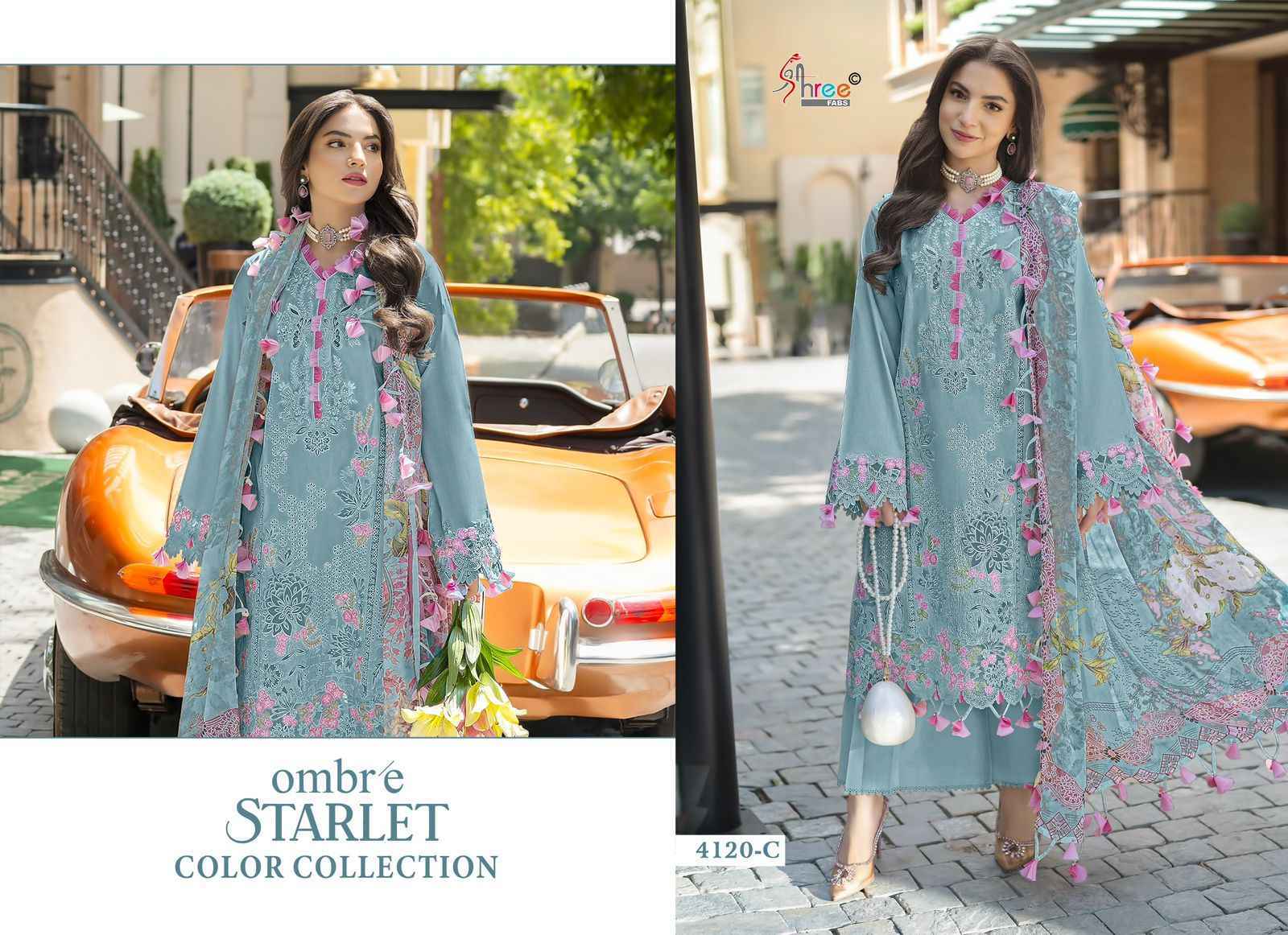 Shree Fabs Ombre Starlet Color Cotton Dress Material Wholesale Price ( 4 pcs Catalogue )