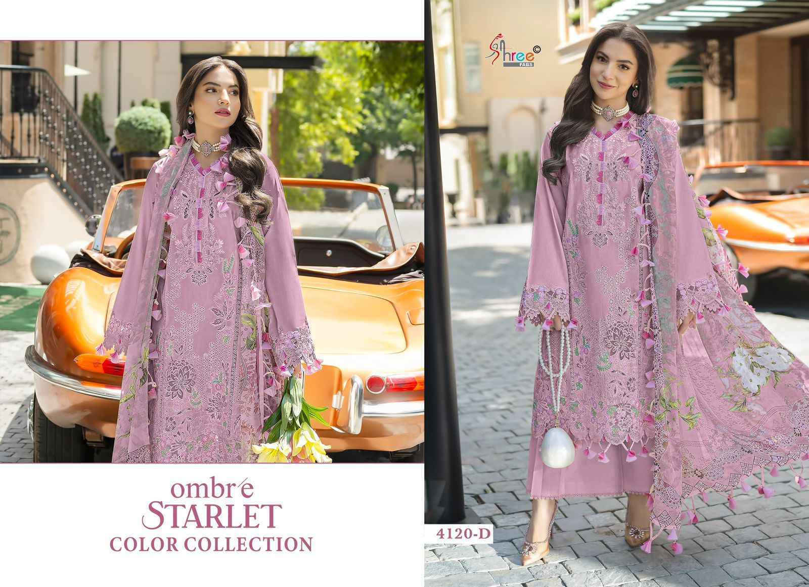 Shree Fabs Ombre Starlet Color Cotton Dress Material Wholesale Price ( 4 pcs Catalogue )