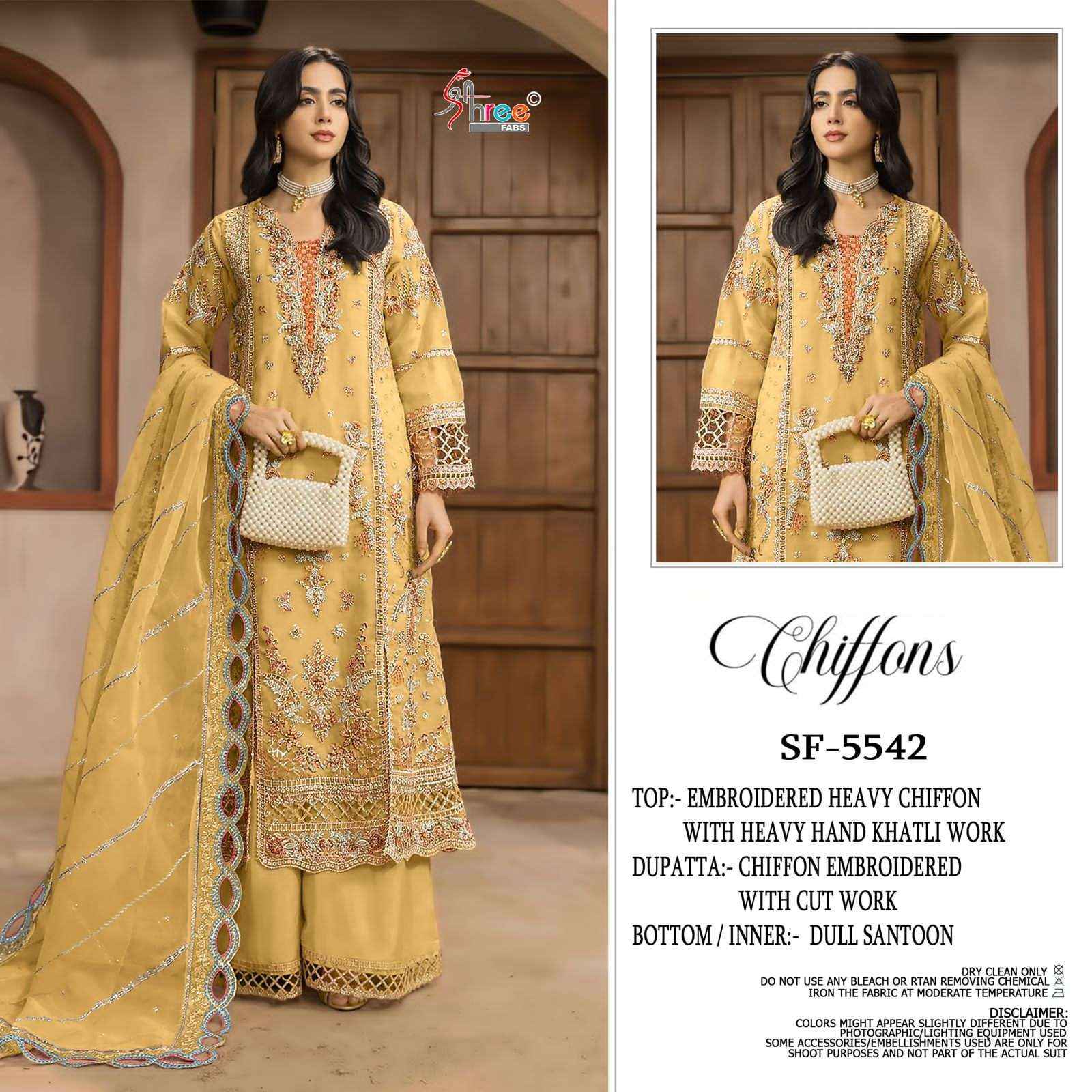 Shree Fabs Sf 5542 Colors Heavy Embroidered Chiffon Suit Pakistani Dress Wholesale Rate ( 4 Pcs Catalog )