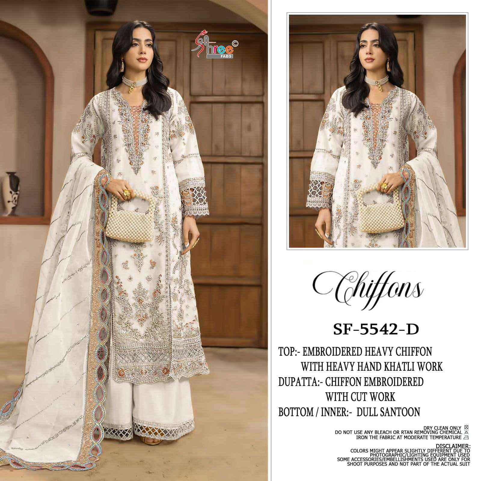 Shree Fabs Sf 5542 Colors Heavy Embroidered Chiffon Suit Pakistani Dress Wholesale Rate ( 4 Pcs Catalog )