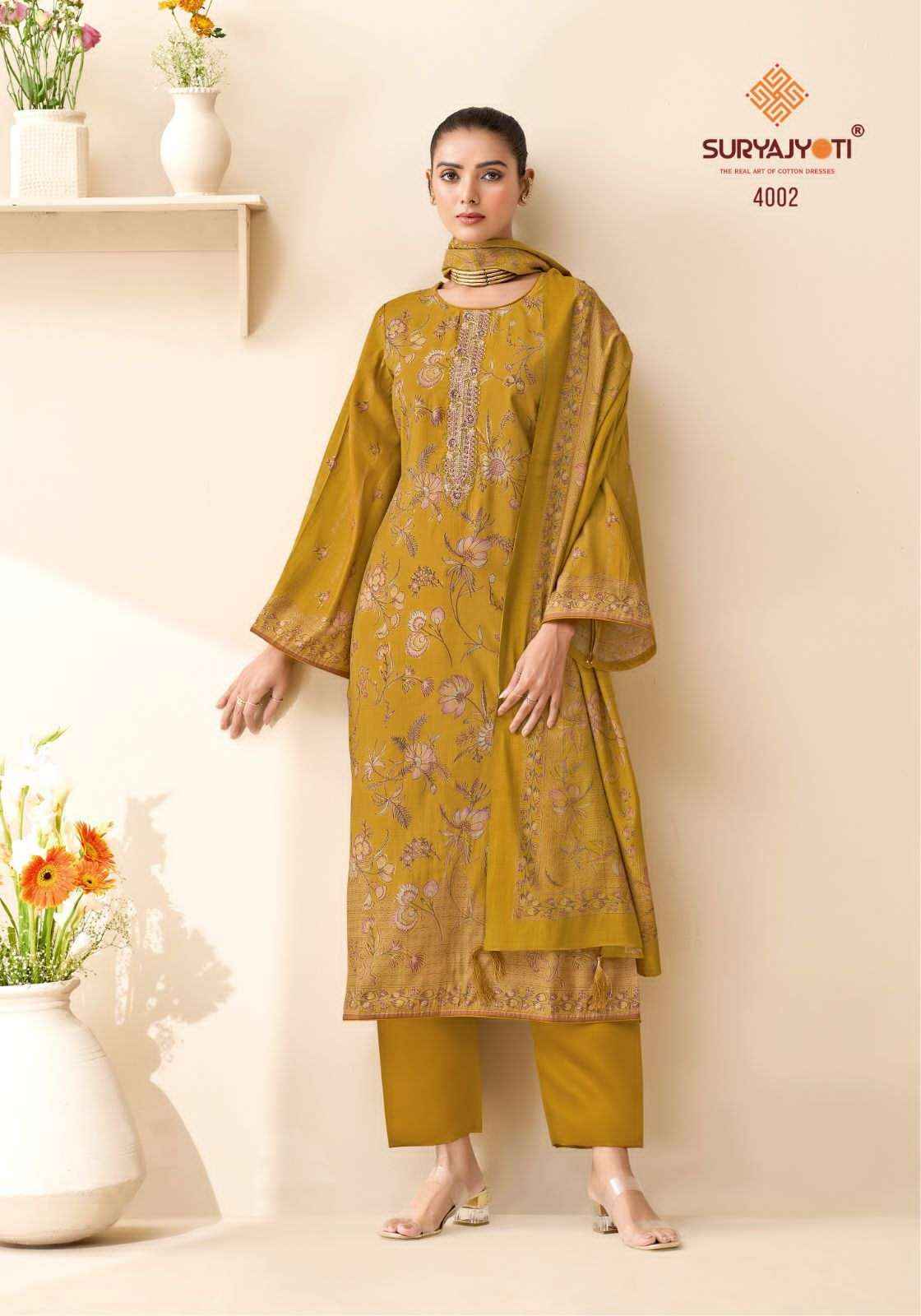 Suryajyoti Kajal Vol 4 Pure Modal Silk Ladies Suit Wholesale ( 6 Pcs Catalog )