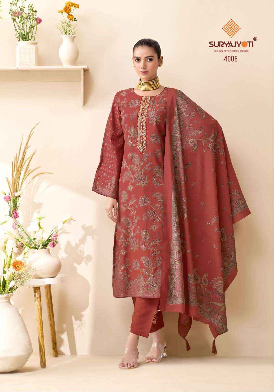 Suryajyoti Kajal Vol 4 Pure Modal Silk Ladies Suit Wholesale ( 6 Pcs Catalog )