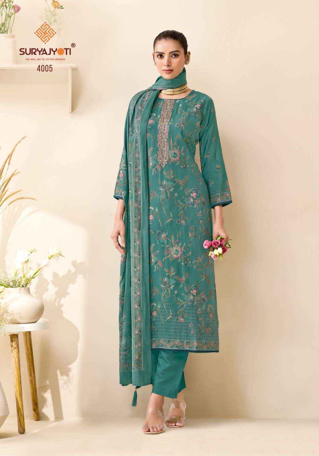 Suryajyoti Kajal Vol 4 Pure Modal Silk Ladies Suit Wholesale ( 6 Pcs Catalog )