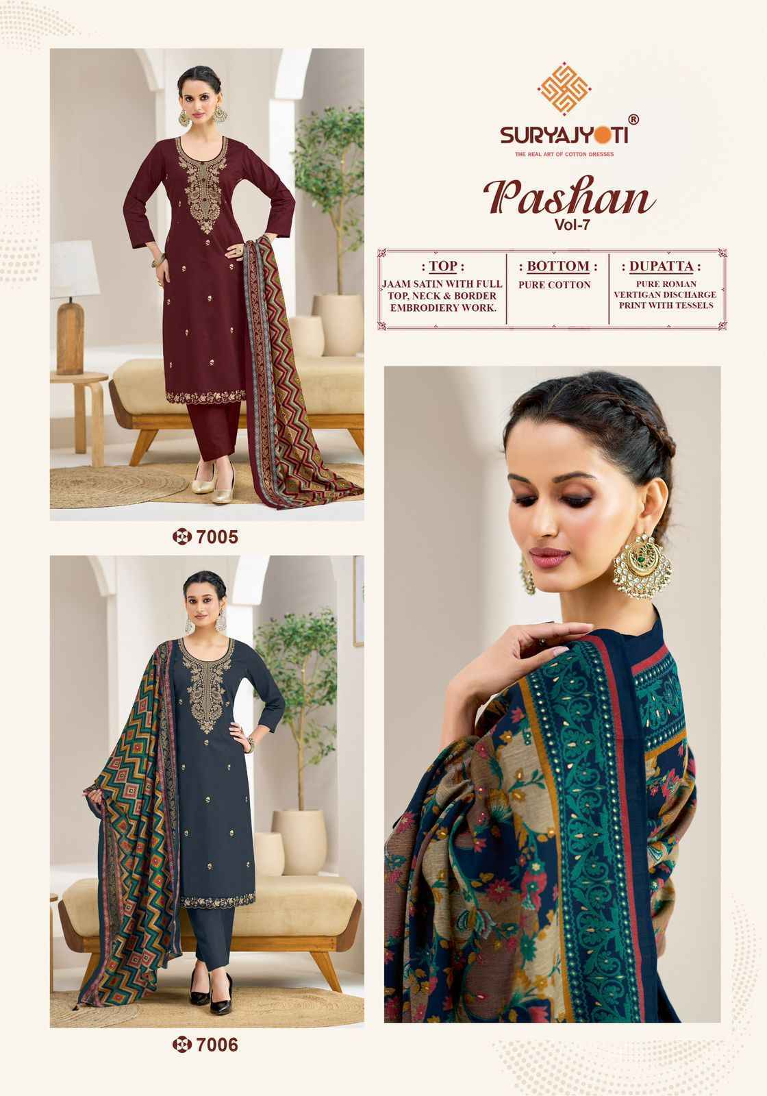 Suryajyoti Pashan Vol 7 Jam Satin Salwar Kameez Wholesale Rate ( 6 Pcs Catalog )