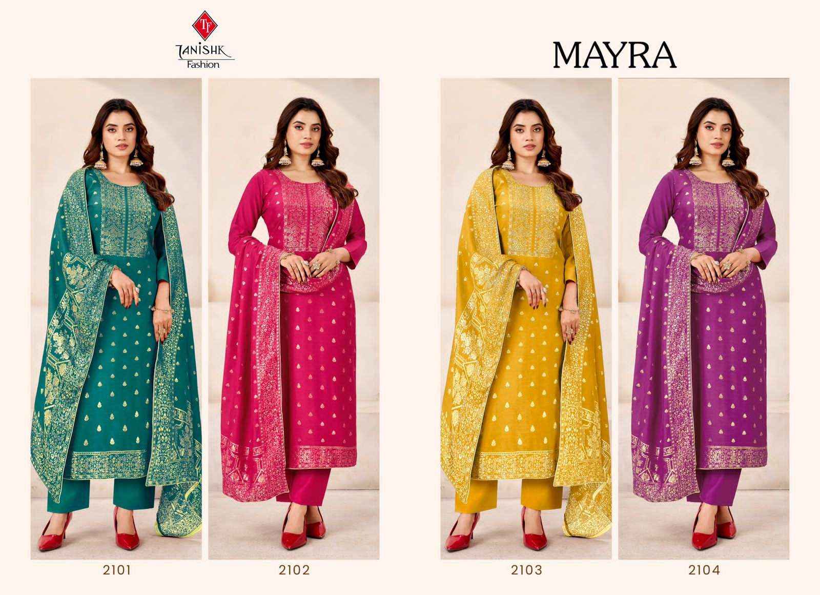 Tanishk Fashion Mayra Pure Muslin Jacquard Dress Material Wholesale Price ( 4 Pcs Catalogue )