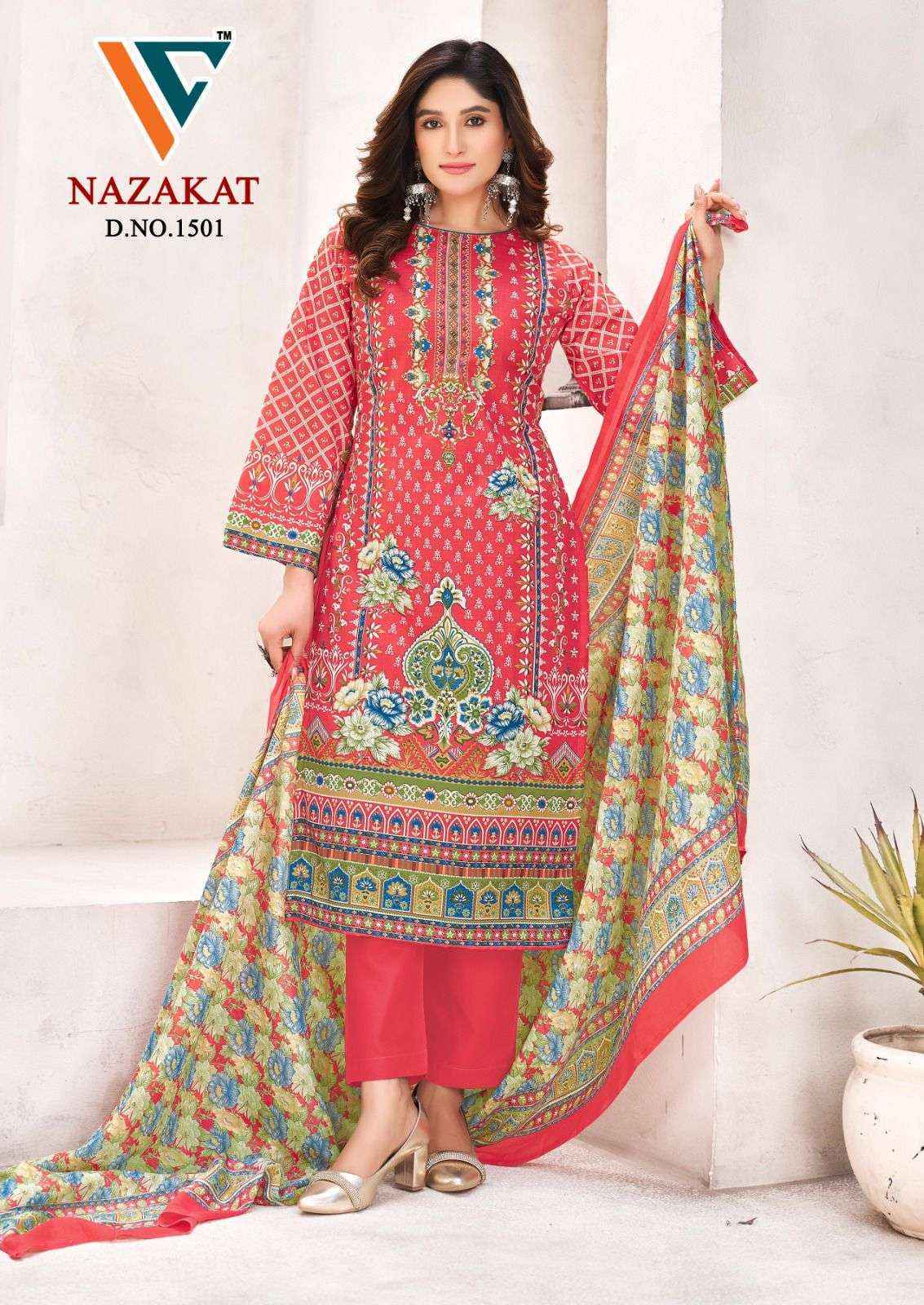 Vandana Creation Nazakat Vol 15 Cotton Salwar Kameez Wholesale Rate ( 8 Pcs Catalog )