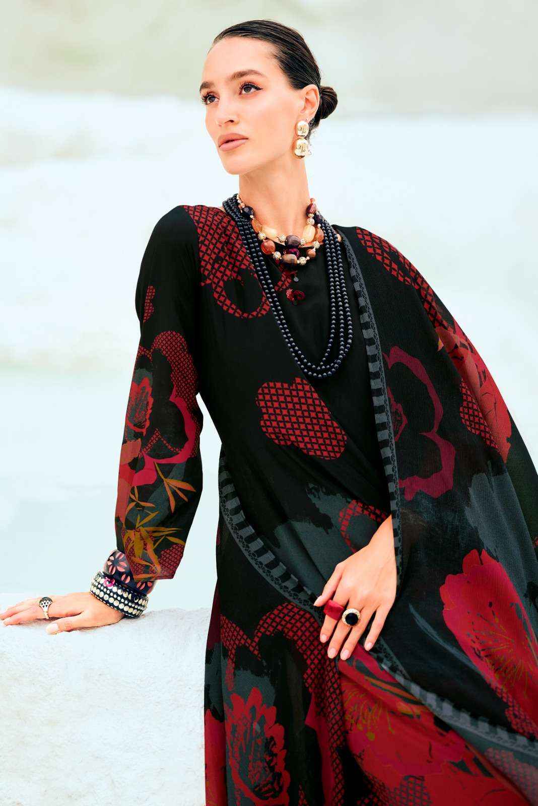 Varsha The Print Stories Discostar Digital Printed Crape Silk Salwar Kameez Wholesale Rate ( 4 Pcs Catalog )