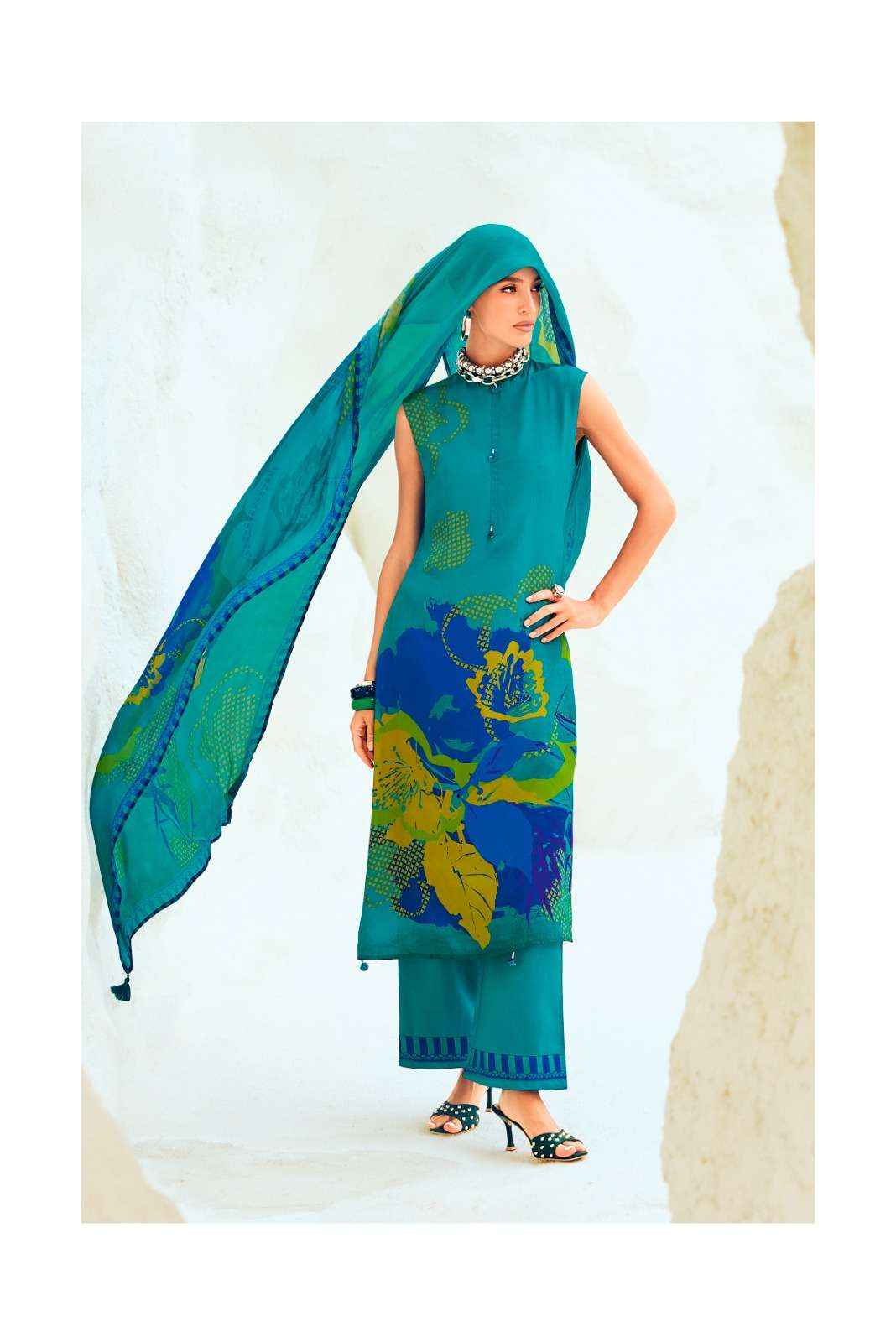 Varsha The Print Stories Discostar Digital Printed Crape Silk Salwar Kameez Wholesale Rate ( 4 Pcs Catalog )