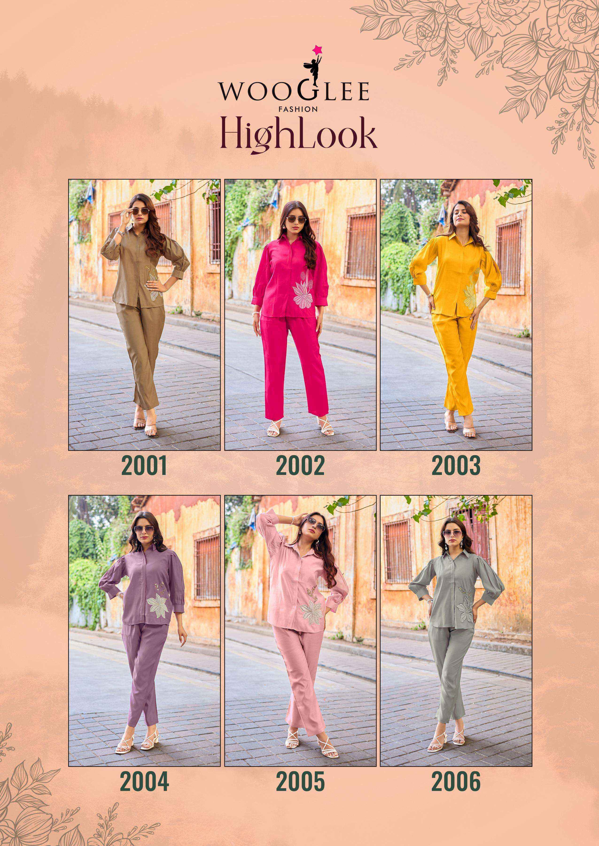 Wooglee Fashion High Look Viscose Silk Co ord Set ( 6 pcs Catalogue )