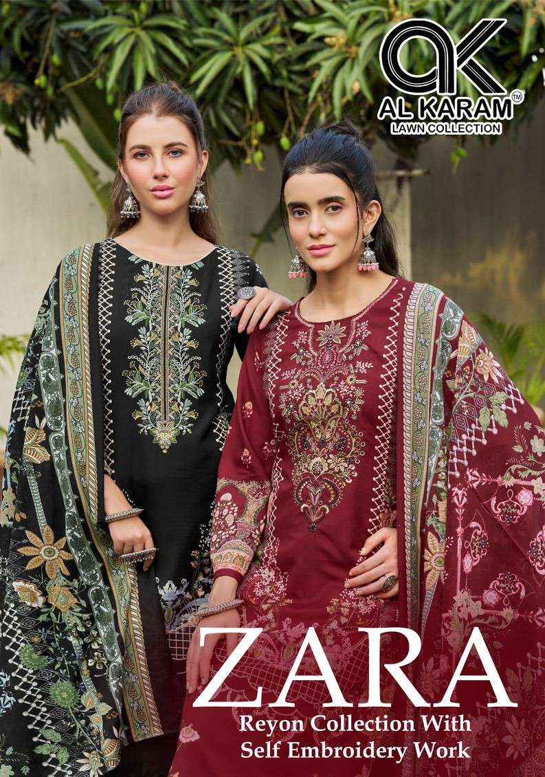 Al Karam Zara Fancy Rayon Salwar Kameez Wholesale Rate ( 6 Pcs Catalog )