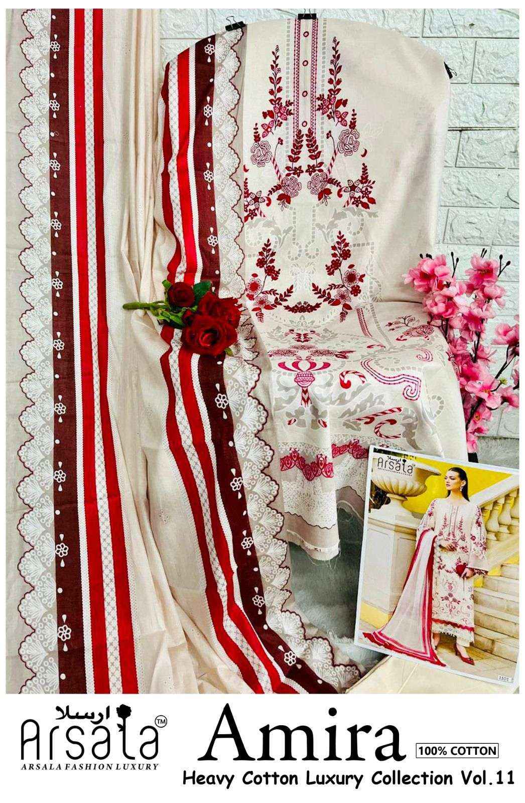 Arsala Amira Vol 11 Pure Lawn Cotton Dress Material Wholesale Price ( 6 Pcs Catalogue )